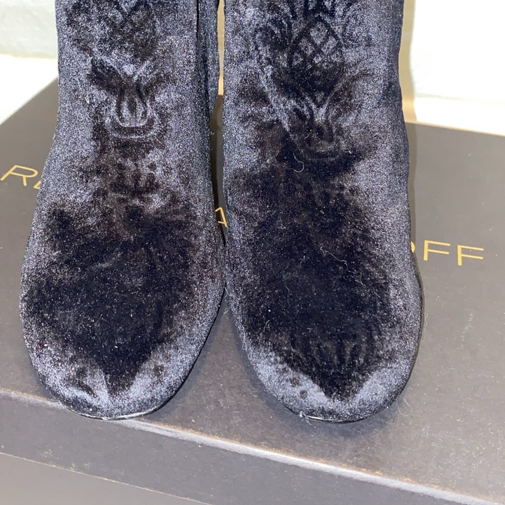 Rebecca Minkoff Bryce Black Floral Block Heel Ankle Bootie Boots New - Picture 7 of 13